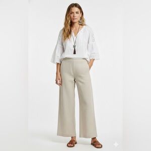 Jason Wu Light Wide Leg Linen Beige Trousers Braided Detail Boho Classic Capsule